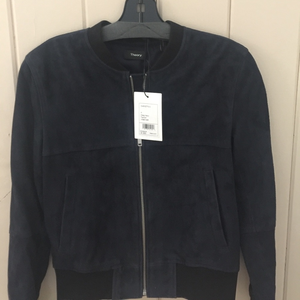 Theory suede leather bomber jacket - Picture 5 of 7